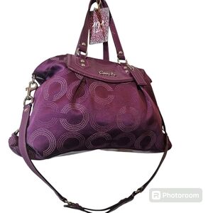 WOMEN'S G.U. PURPLE DOTTED COACH ASHLEY ART BAG F1259 - F2049